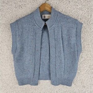 Vintage‎ Winona Knits Vest Womens Medium Open Front Cropped Blue Made In USA